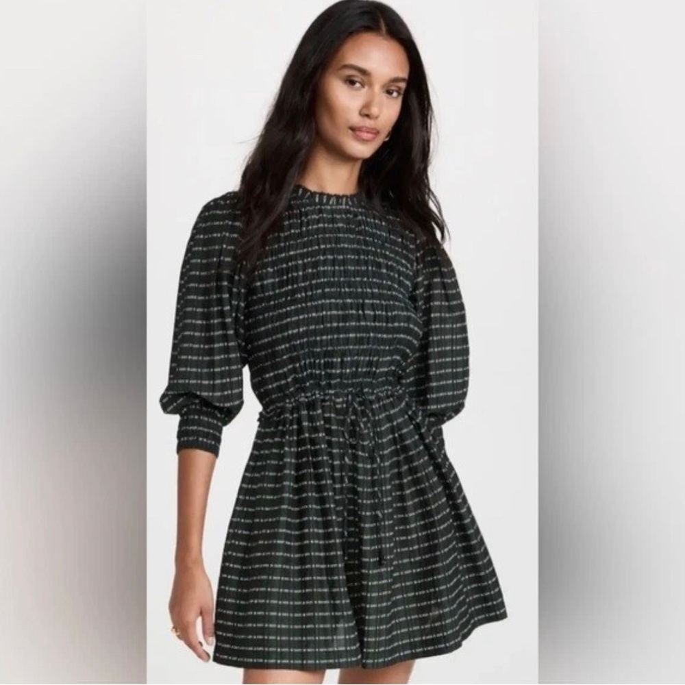 Apiece Apart Aldea Smocked Cotton Silk Blend Mini Dress Size L
